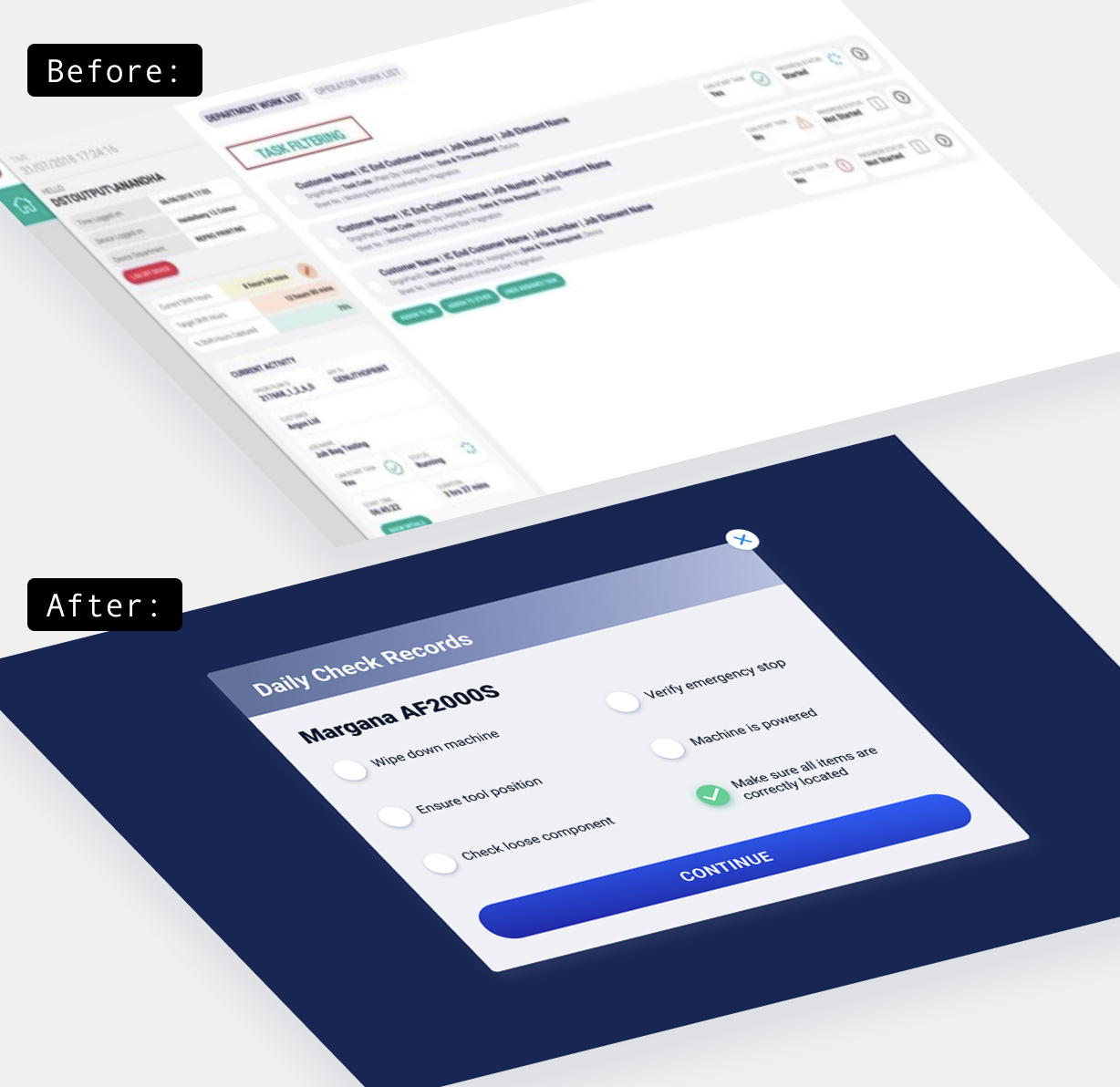 Redesign — before and after