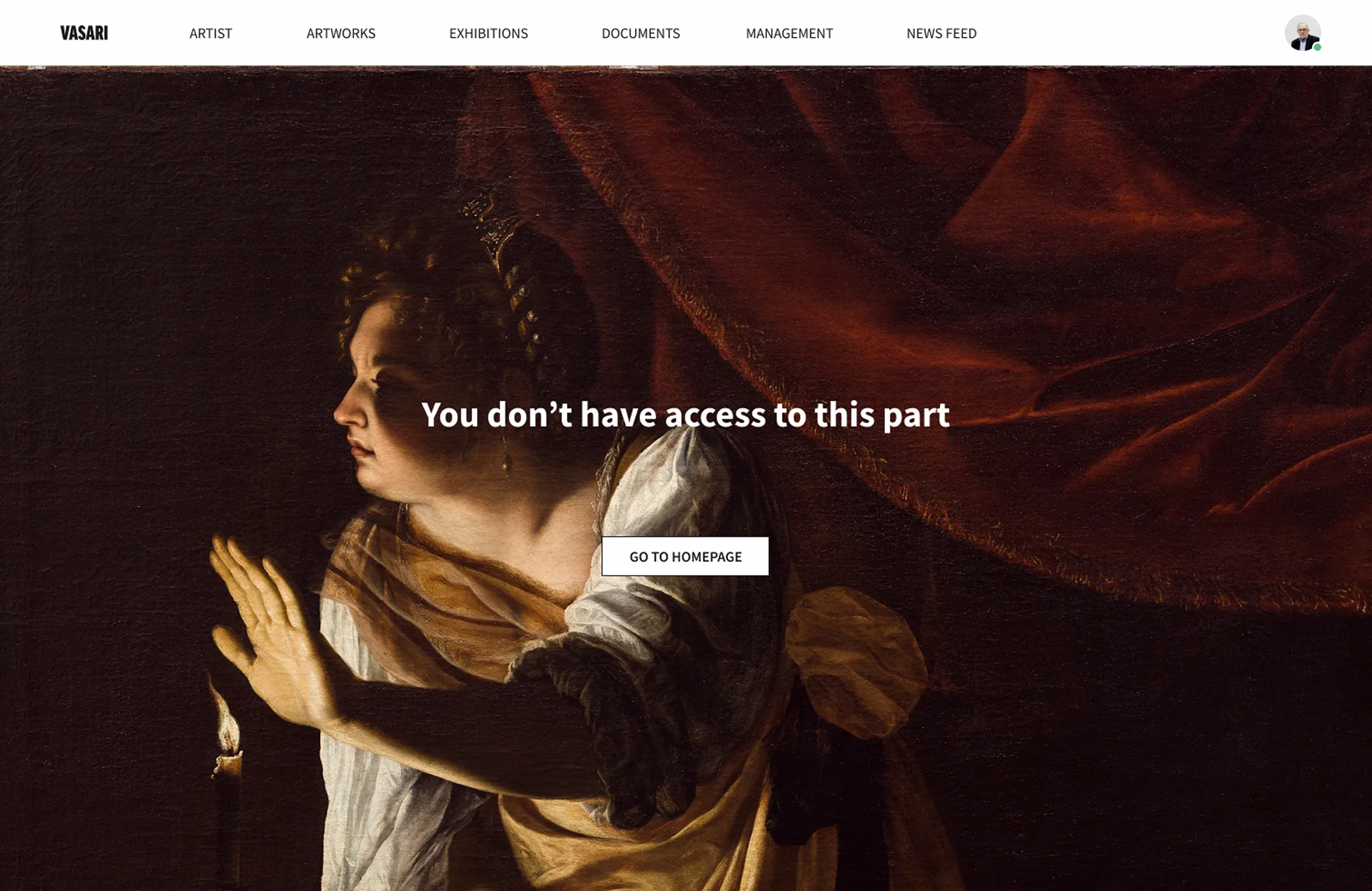Vasari — access screen