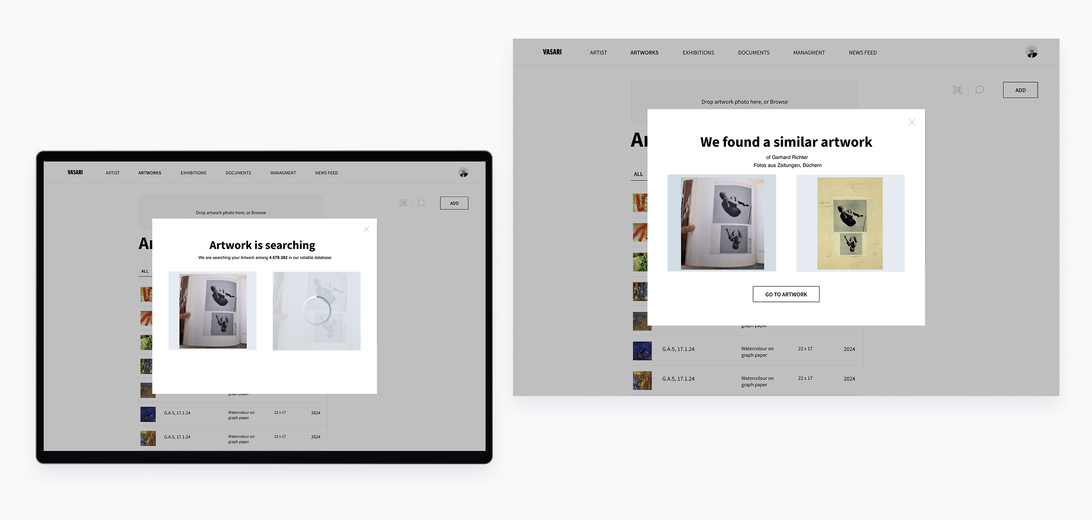 Artwork authenticity — certificate screen